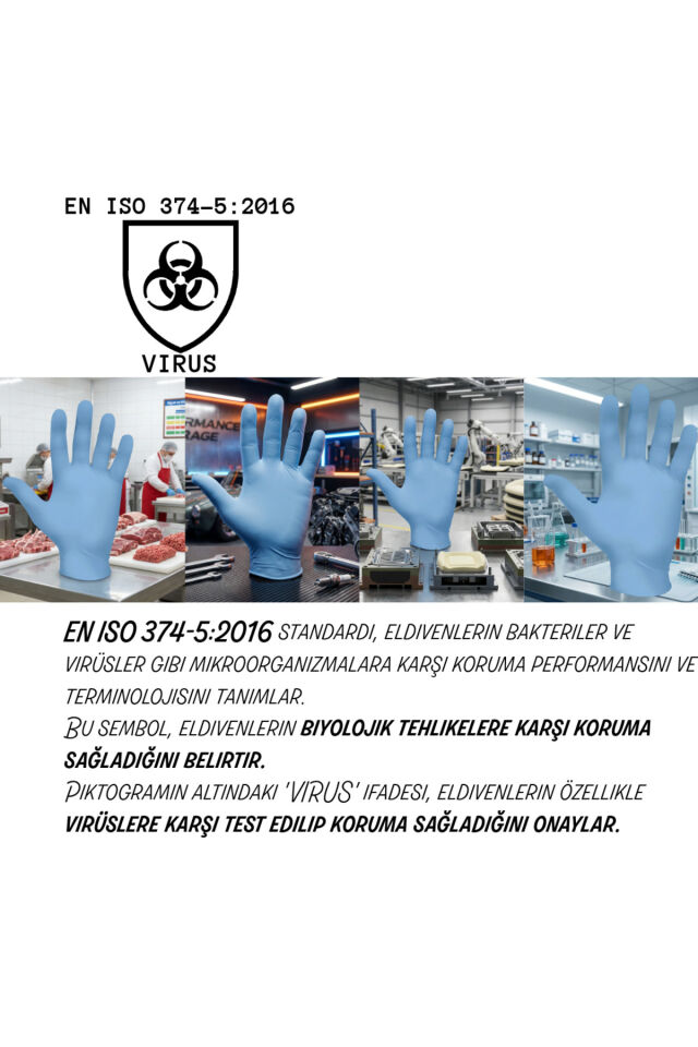 (10 kutu x 100'lü) 7500PF Pudrasız Mavi Nitril Eldiven (